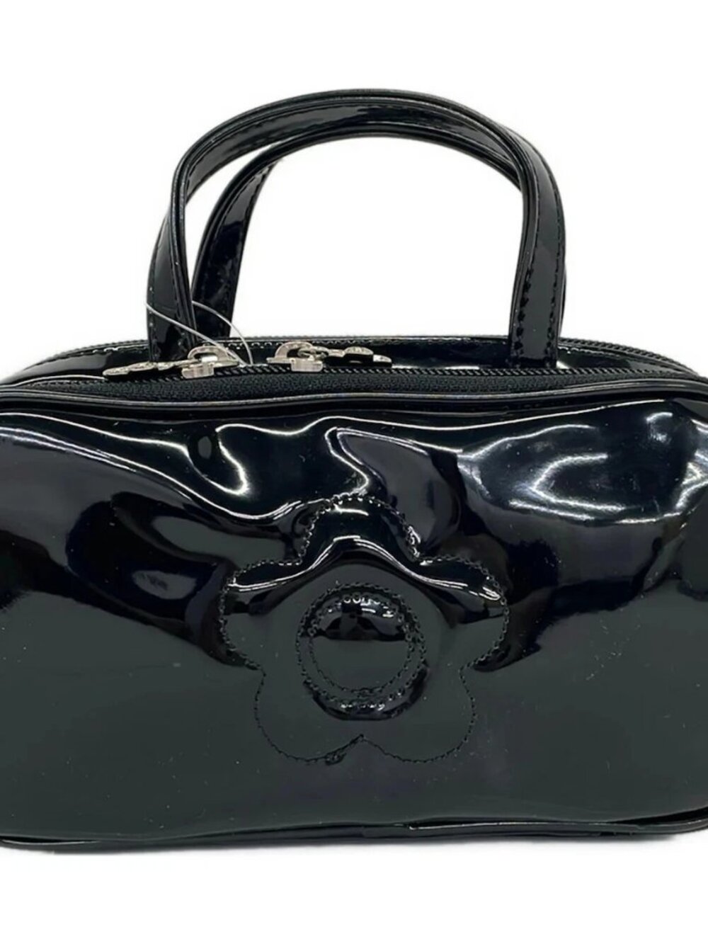 MARY QUANT Black Patent Leather Vanity Bag
